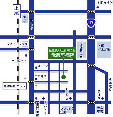 埼玉県上尾市 武蔵野病院 周辺地図